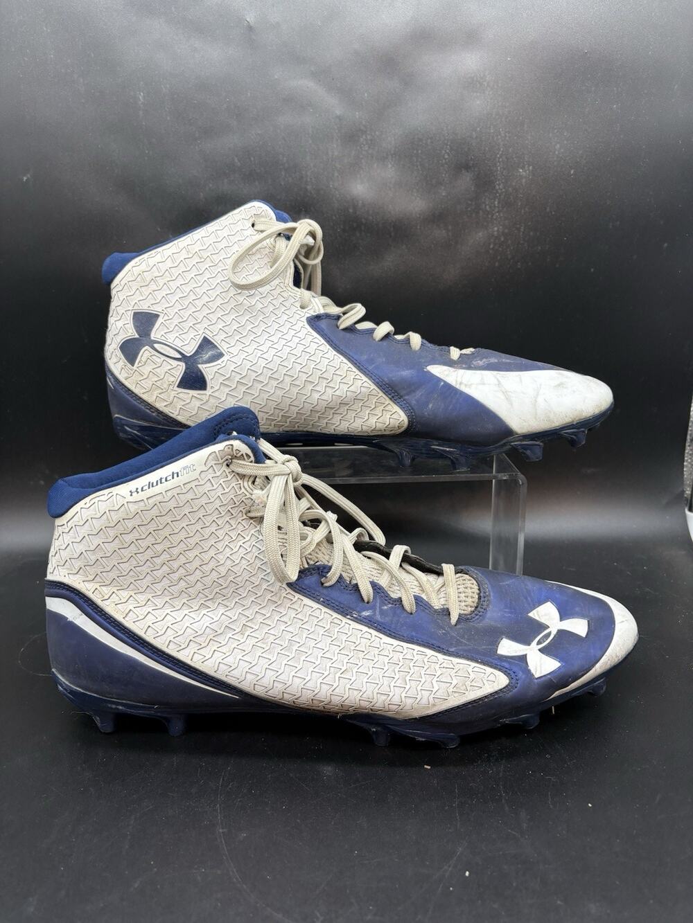 Under Armour Nitro Football Cleats White Blue Shoes 1256829-154 Men's 14